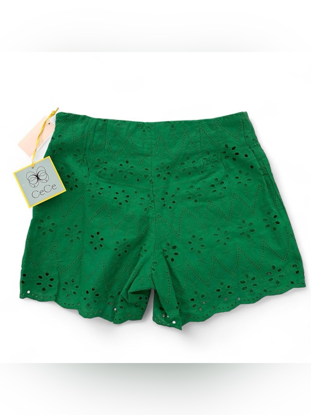 NWT CeCe Green Eyelet Shorts - Picture 2 of 3